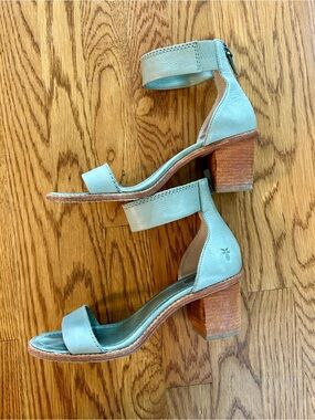 Frye Ankle-Strap Leather Sandals in Light Sage